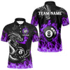 Maxcorners Personalized Purple Flaming Dragon 8 Ball Billiard Shirt For Men, Team League Billiard Jerseys  LM2206