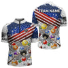 Maxcorners Personalized White Grunge American Flag Billiard Shirt For Men, Patriotic 8 Ball Pool Team Jerseys  LM2206