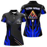 Maxcorners Personalized Blue Black 8 Ball Pool Shirt For Men Custom Billiard League Team Jersey Polo, 1/4 Zip MT2306