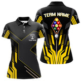 Maxcorners Personalized Yellow Black 9 Ball Pool Shirt For Men, Billiard League Team Jersey Polo & 1/4 Zip MT2306