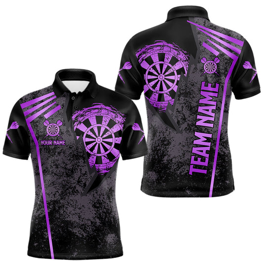 Maxcorners Personalized Grunge Dartboard Darts Polo & 1/4 Zip Shirt For Men Custom Darts Team Jersey | PurpleMaxcorners Personalized Grunge Dartboard Darts Polo & 1/4 Zip Shirt For Men Custom Darts Team Jersey | Purple LM0510
