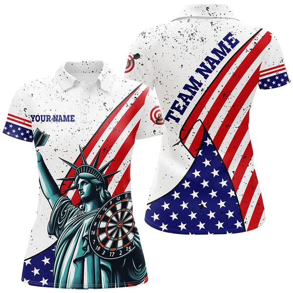 Maxcorners Personalized The Statue Of Liberty Darts Shirts For Women Custom Us Flag Patriotic Darts Jerseys