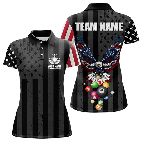 Maxcorners Personalized Eagle American Flag Billiard Balls Pool Shirt For Men, Patriotic Billiard Shirt Jersey