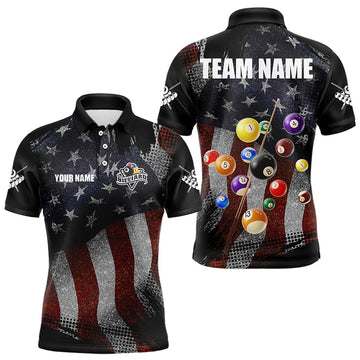 Maxcorners Retro American Flag Patriotic Billiard Shirts For Men Custom 3D Billiard Balls Pool Team Jerseys