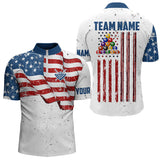 Maxcorners White Grunge Usa Flag Patriotic Billiard Shirts For Men And Women Custom American Flag Billiard Team Jerseys