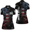 Maxcorners Smoke American Flag Darts Polo, Quarter-Zip Shirt Custom Patriotic Dart Shirts For Men And Women Dart Jerseys