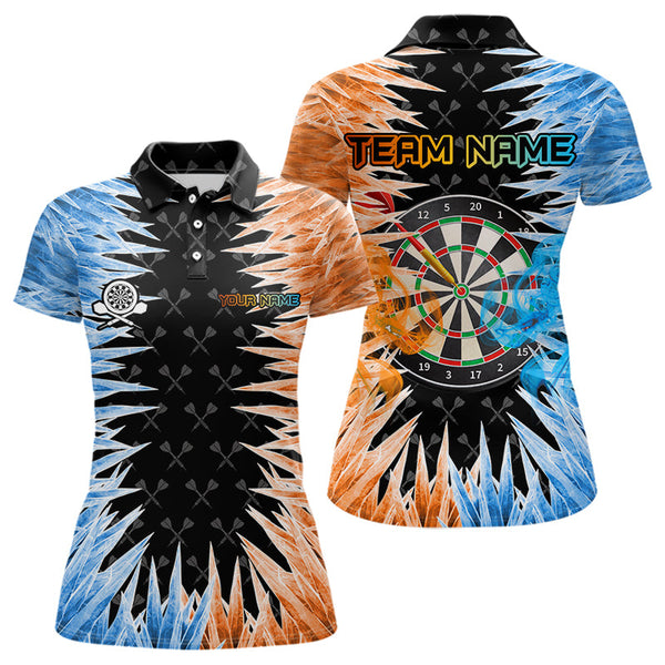Maxcorners Personalized Orange And Blue Dartboard Icy Men Dart Shirts Custom Dart Jerseys Polo & 1/4 Zip