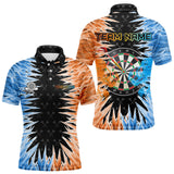 Maxcorners Personalized Orange And Blue Dartboard Icy Men Dart Shirts Custom Dart Jerseys Polo & 1/4 Zip