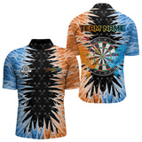 Maxcorners Personalized Orange And Blue Dartboard Icy Men Dart Shirts Custom Dart Jerseys Polo & 1/4 Zip