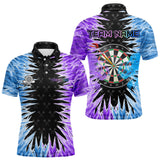 Maxcorners Personalized Blue And Purple Dartboard Icy Men Dart Shirts Custom Dart Jerseys Polo & 1/4 Zip