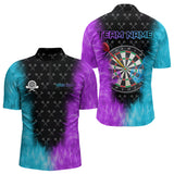 Maxcorners Personalized Blue And Purple Dartboard Fire Flame 3D Printed Men Darts Shirts Custom Darts Jersey