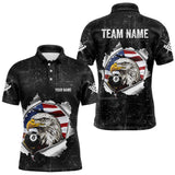 Maxcorners Personalized 8 Ball Pool Eagle Us Flag Billiard Shirts For Men Custom Black Grunge Billiard Jerseys