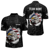 Maxcorners Personalized 8 Ball Pool Eagle Us Flag Billiard Shirts For Men Custom Black Grunge Billiard Jerseys