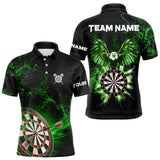 Maxcorners Black Green Dartboard Thunder Lighting Eagle Dart Shirts For Men Custom Dart Jersey Polo & 1/4 Zip 