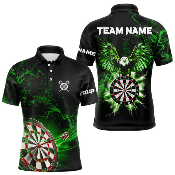 Maxcorners Black Green Dartboard Thunder Lighting Eagle Dart Shirts For Men Custom Dart Jersey Polo & 1/4 Zip 