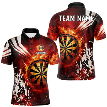 Maxcorners Personalized Fire Dartboard Red Darts Shirts For Men Custom Darts Team Jersey Polo & Quarter Zip
