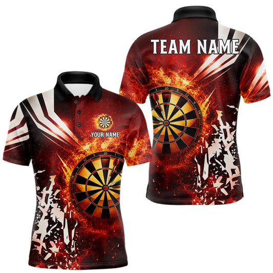 Maxcorners Personalized Fire Dartboard Red Darts Shirts For Men Custom Darts Team Jersey Polo & Quarter Zip