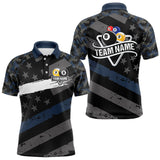 Maxcorners Blue Camo US Flag 8 Ball & 9 Ball Pool Jersey For Men Custom Billiard Team Shirt Polo & 1/4 Zip LM1610