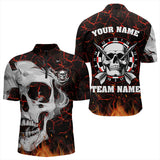 Maxcorners Personalized Red Fiery Crack Skull Dart Shirts Custom Scary Dart Shirts For Men Dart Jerseys