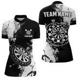 Maxcorners Grunge Black And White Dart Polo & Quarter Zip Custom Dart Shirts For Men, Retro Dart Jerseys