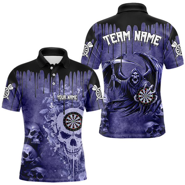 Maxcorners Custom Purple Gothic Skull Darts Shirts For Men And Women, Personalized Cool Darts Team Jerseys Outfit