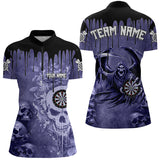 Maxcorners Custom Purple Gothic Skull Darts Shirts For Men And Women, Personalized Cool Darts Team Jerseys Outfit