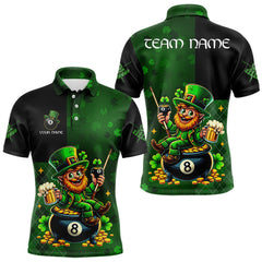 Maxcorners Custom St Patrick Day Leprechaun 8 Ball Billiard Shirt For Men, Shamrock Luckiest Pool Team Jersey LM1501