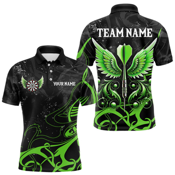 Maxcorners Personalized Black Green Darts Arrow Wings Dart Shirts Custom Dart Jerseys Team Outfit