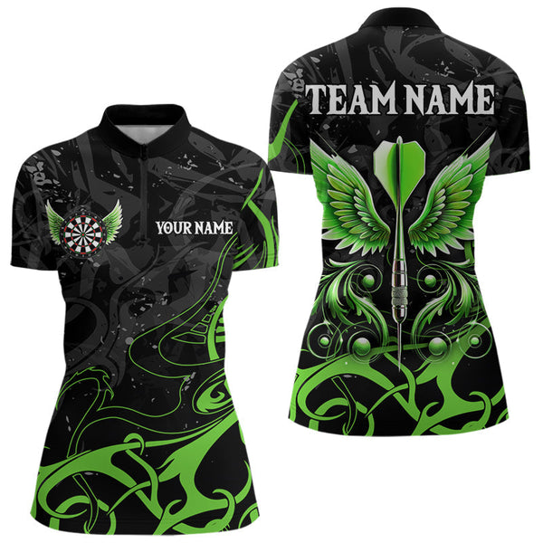 Maxcorners Personalized Black Green Darts Arrow Wings Dart Shirts Custom Dart Jerseys Team Outfit
