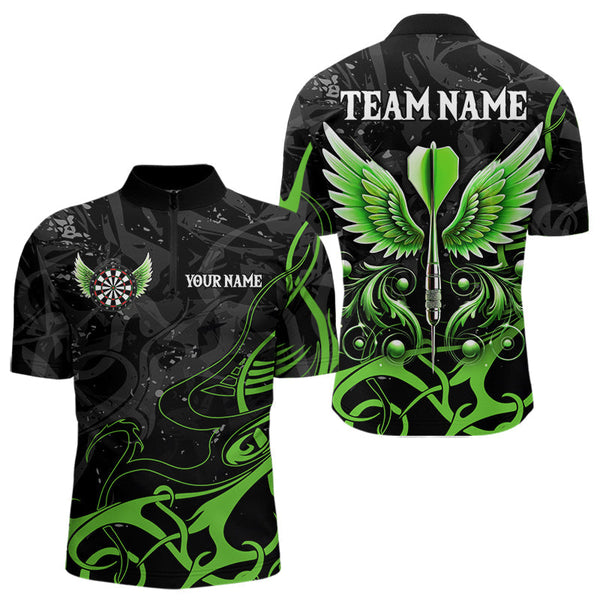 Maxcorners Personalized Black Green Darts Arrow Wings Dart Shirts Custom Dart Jerseys Team Outfit