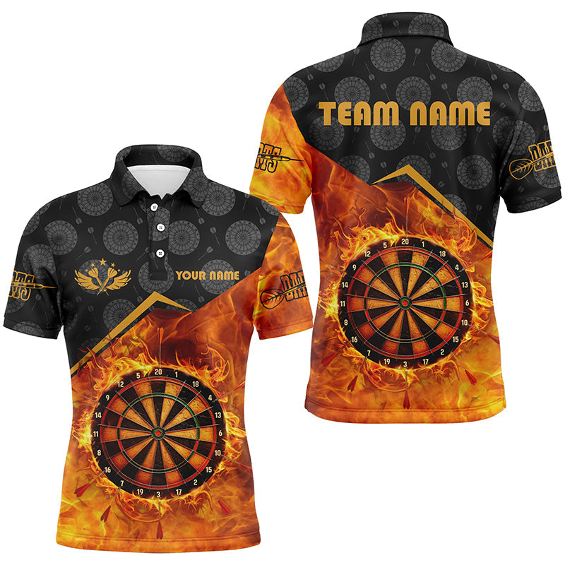 MaxCorners Dart Fire Flame Jerseys Attire Customized Name, Team Name 3D Polo Shirt Unisex