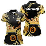 Maxcorners Personalized Golden 8 Ball Crown Billiard Shirt For Men, Pool King Team Jerseys Polo & 1/4 Zip MT2306