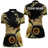 Maxcorners Personalized Golden 8 Ball Crown Billiard Shirt For Men, Pool King Team Jerseys Polo & 1/4 Zip MT2306