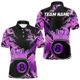 Maxcorners Personalized Purple 8 Ball Crown Billiard Shirt For Men, Pool King Team Jerseys Polo & 1/4 Zip MT2306