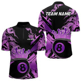 Maxcorners Personalized Purple 8 Ball Crown Billiard Shirt For Men, Pool King Team Jerseys Polo & 1/4 Zip MT2306