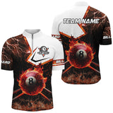 Maxcorners 8 Ball Pool Burning With Fire Flame Custom 3D Billiard Shirts For Men, Billiard Jerseys Gifts