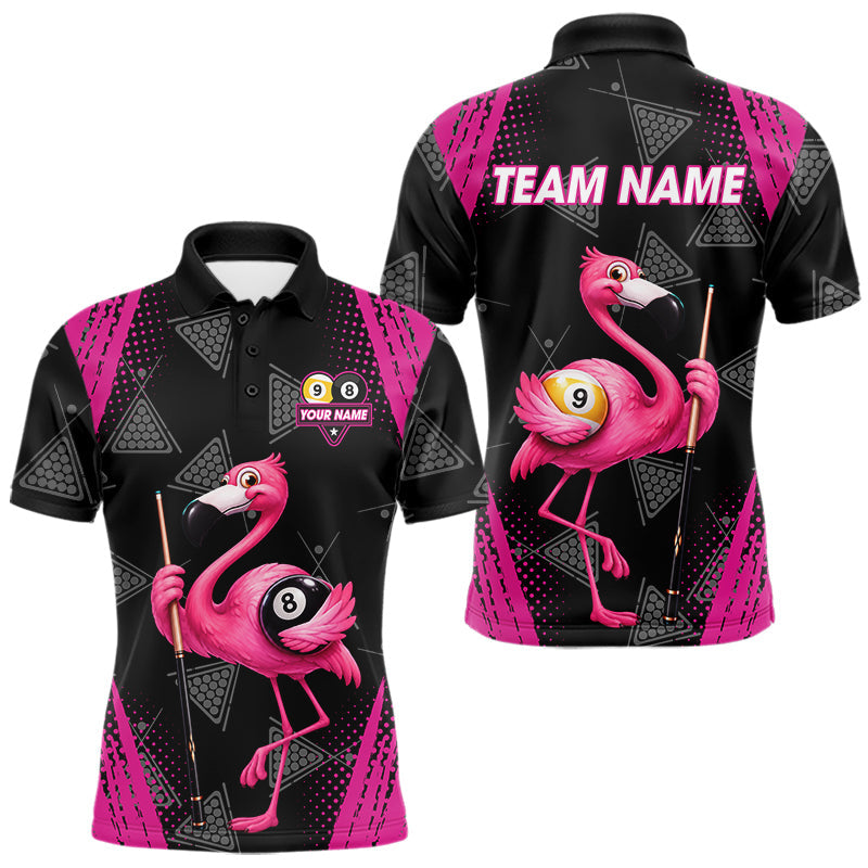 Maxcorners Funny Pink Flamingo 8 Ball & 9 Ball Billiard Pool Shirts For Men Custom Billiard Team Jersey