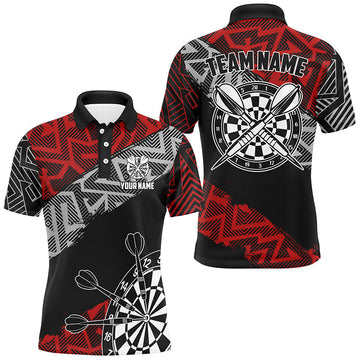 Maxcorners Red Zig-Zag Pattern Darts Jersey Customized Name 3D Shirt