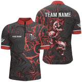 Maxcorners Black And Red Abstract Skull Smoke Billiard Jersey Customized Name, Team Name 3D Shirt Unisex