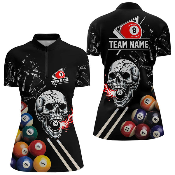 Maxcorners Personalized Break Glass Skull Billiard Shirts For Men Custom Funny 3D Pool Balls Billiard Jerseys