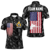 Maxcorners Personalized Billiard 8 Ball American Flag Billiard Pool Team Jerseys Polo & 1/4 Zip