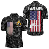 Maxcorners Personalized American Flag 8 Ball Pool Pattern Men Billiard Shirt, Patriotic Pool Billiard Jerseys