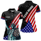 Maxcorners Personalized The Statue Of Liberty Black Darts Shirts For Men Custom Us Flag Patriotic Darts Jersey