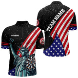 Maxcorners Personalized The Statue Of Liberty Black Darts Shirts For Men Custom Us Flag Patriotic Darts Jersey