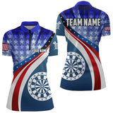 Maxcorners Personalized USA Flag Darts Polo & Quarter Zip Custom Men Dart Shirt Patriotic American Dart Jersey