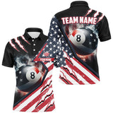 MaxCorners Billiard 8 Ball Pool Us Flag Smoke Customized Name, Team Name 3D Polo Shirt