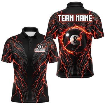 Maxcorners Red Tribal Pattern Billiard 8 Ball Team Jersey Custom Thunder Lightning Billiard Shirt For Men