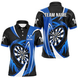 Maxcorners Personalized Blue And Black Darts Shirt For Men Custom Darts League Team Polo & 1/4 Zip Jerseys MT1607