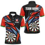 Maxcorners Personalized Red, Blue & Black Darts Shirt For Men Custom Darts League Team Jersey Polo & 1/4 Zip MT1607