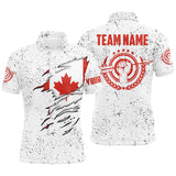 Maxcorners Personalized Grunge Canada Archery Men Polo Shirts, Patriotic Canadian Flag Shirts For Archers